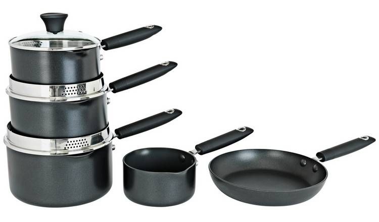 Argos Home 5 Piece Pan Set - Black - McGrocer