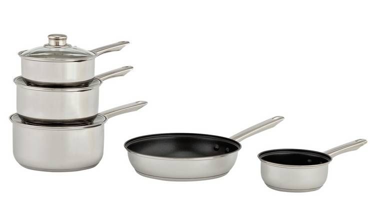 Argos Home 5 Piece Stainless Steel Pan Set - McGrocer