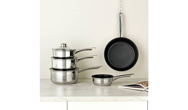 Argos Home 5 Piece Stainless Steel Pan Set - McGrocer