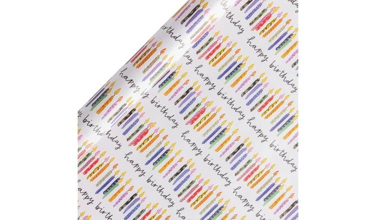 Argos Home Roll of Birthday Candle Wrapping Paper - 10m - McGrocer