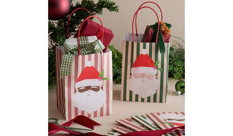 Argos Home Small Santa Stripe Christmas Gift Bags - 6 Pack - McGrocer