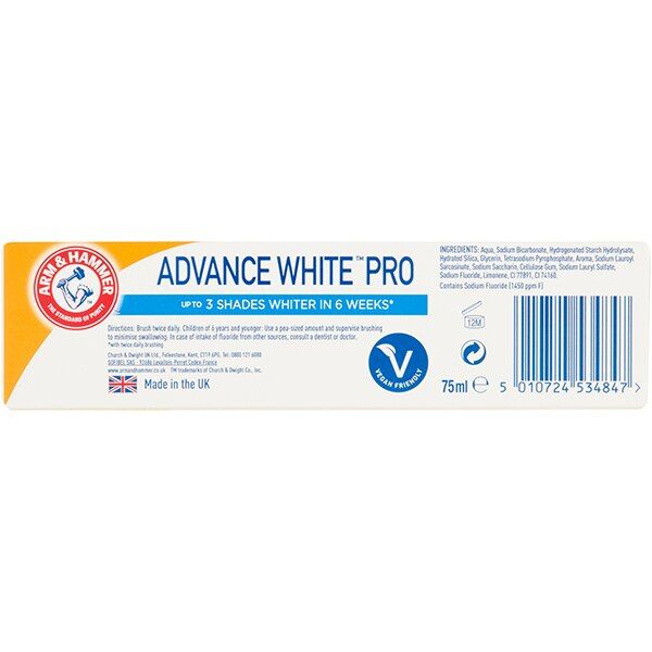 Arm & Hammer Advance White Pro Toothpaste 75ml - McGrocer