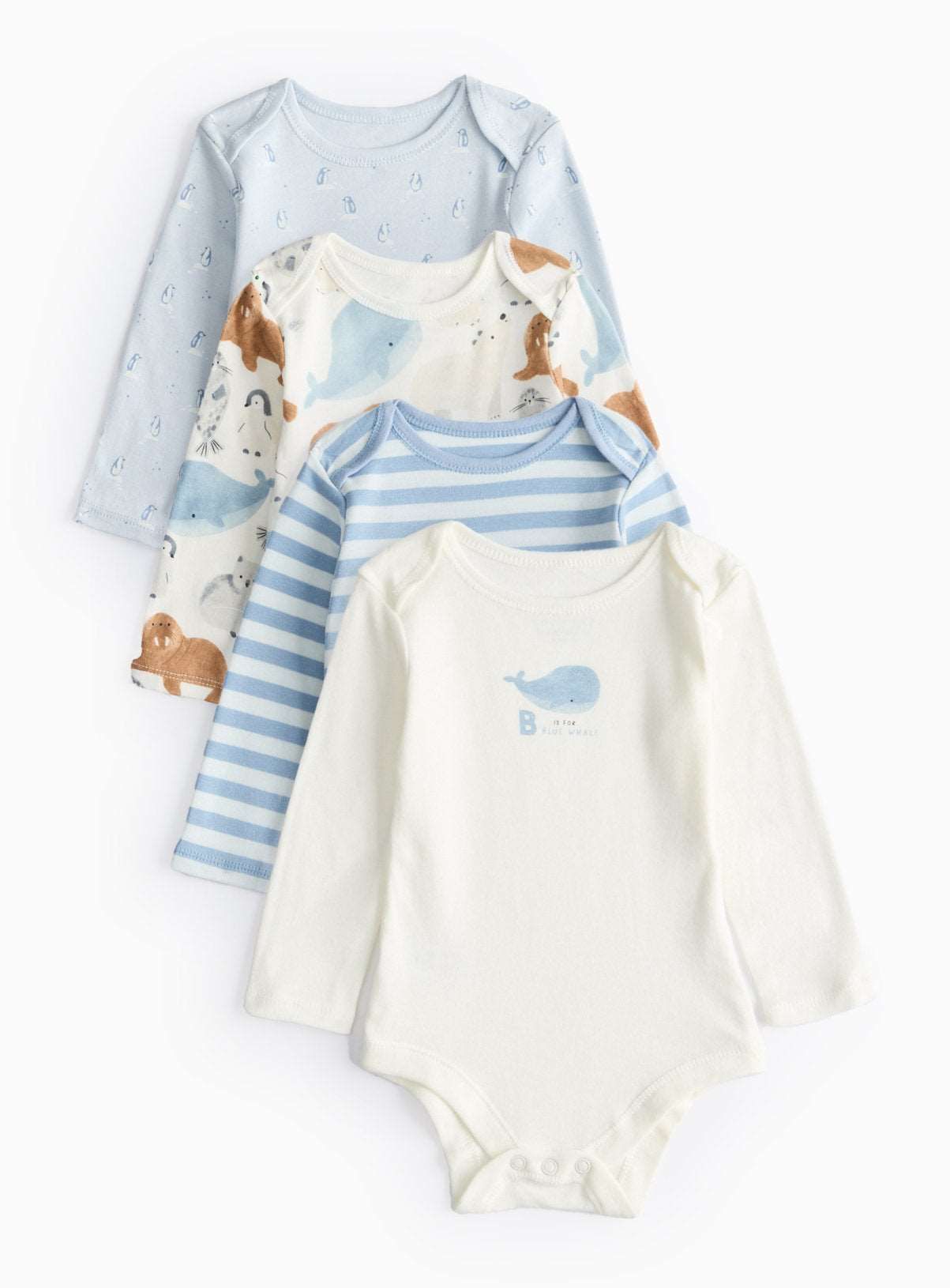 Artic Animal Long Sleeve Bodysuits 4 Pack 9-12 months - McGrocer