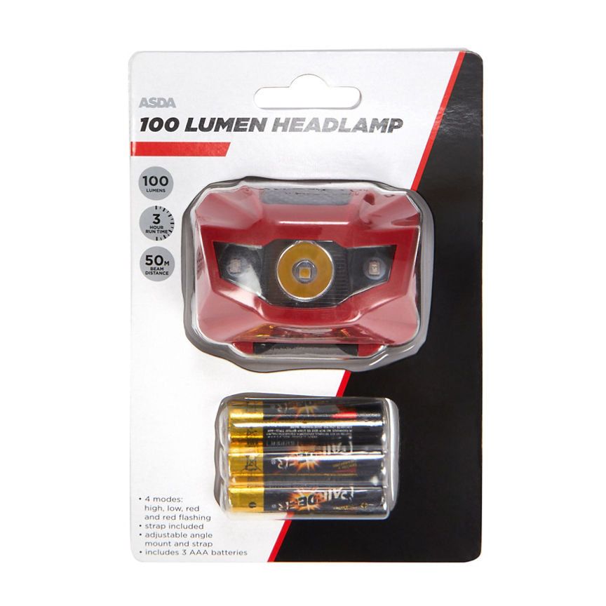 ASDA 100 Lumen Head Torch - McGrocer
