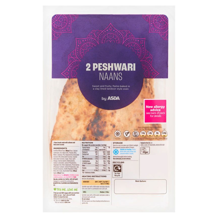 ASDA 2 Peshwari Naans - McGrocer