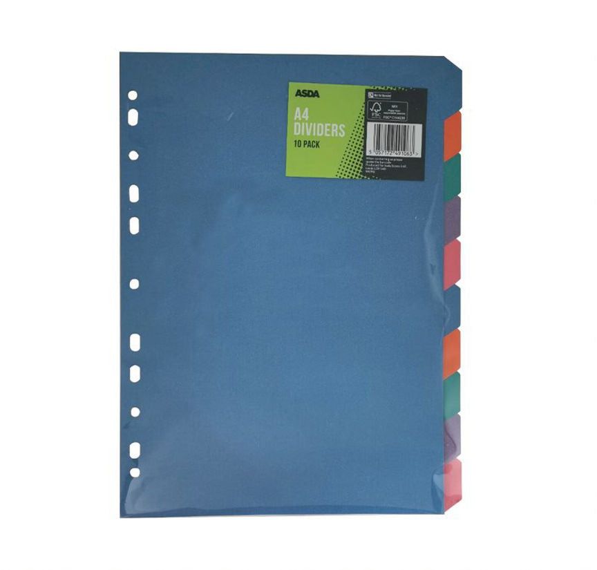 ASDA A4 Dividers – 10 Pack - McGrocer