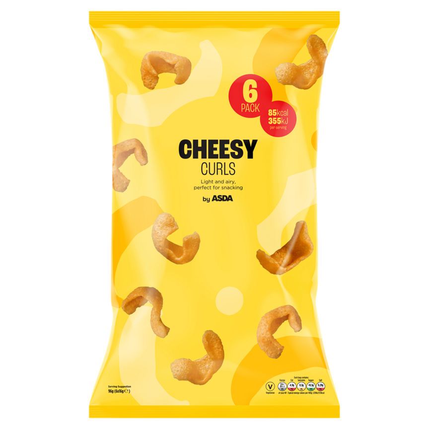 ASDA Cheesy Curls 6 x 16g (96g) - McGrocer