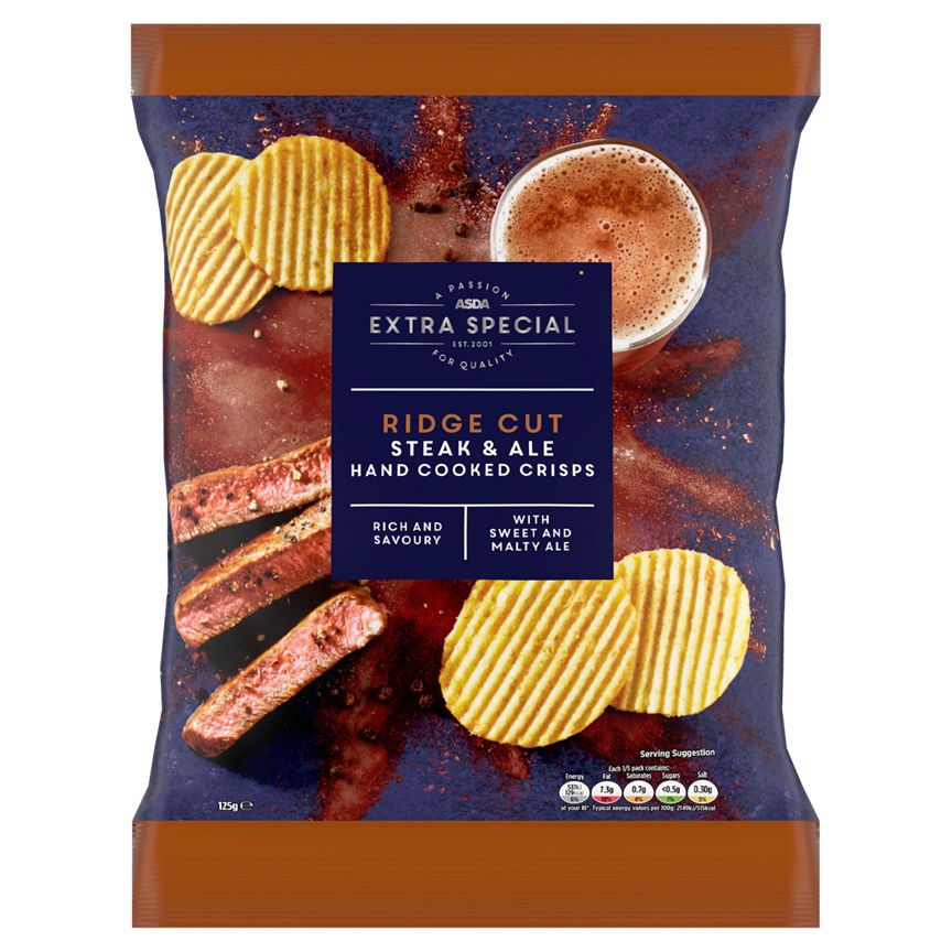 ASDA Extra Special Ridge Cut Steak & Ale Hand Cooked Crisps 125g - McGrocer