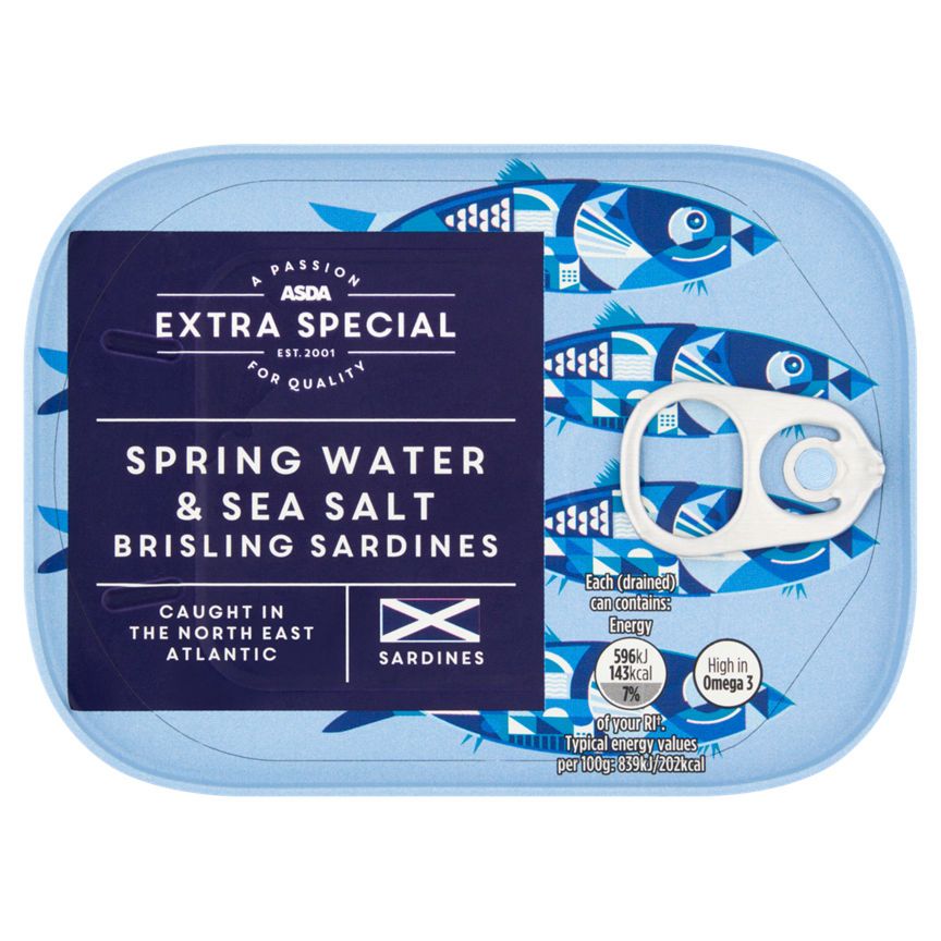 ASDA Extra Special Spring Water & Sea Salt Brisling Sardines 105g - McGrocer