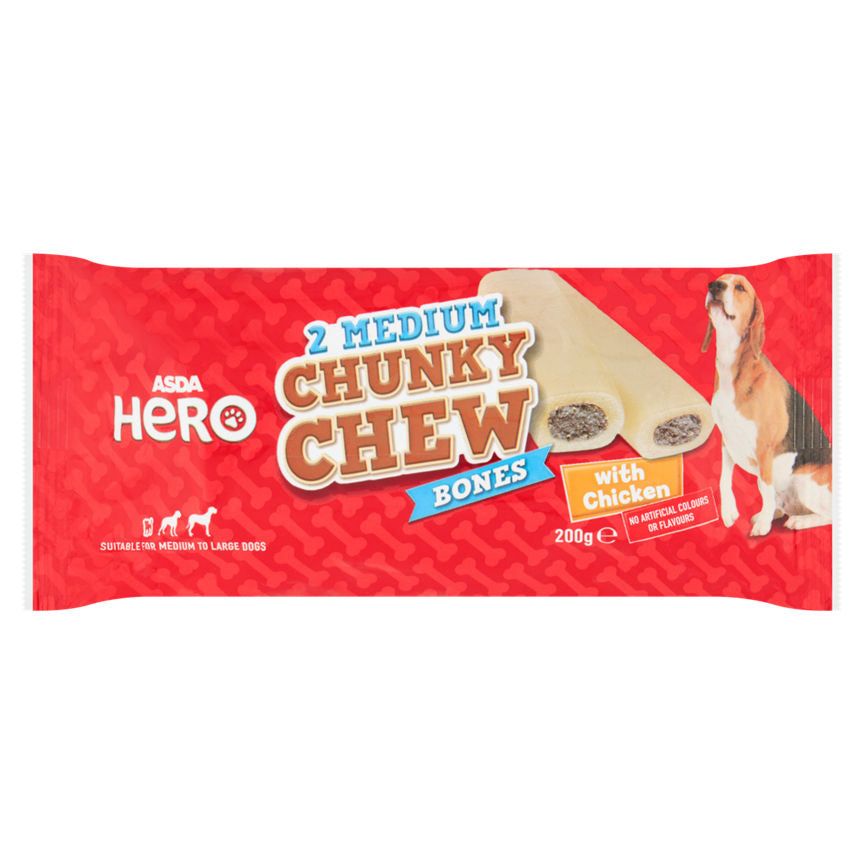 Asda Hero 2 Medium Chunky Chew Bones with Chicken 200g - McGrocer