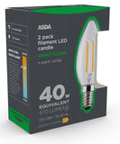 ASDA LED Filament Candle 40W Small Screw Clear Lightbulb - McGrocer