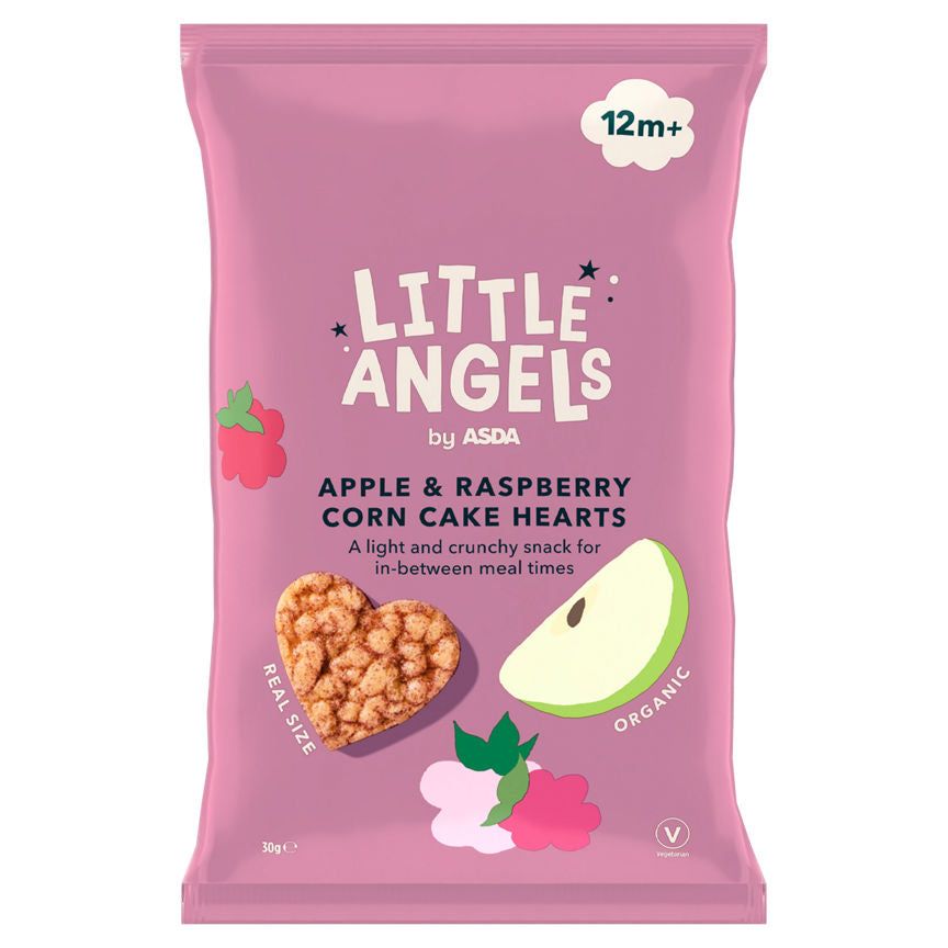 ASDA Little Angels Apple & Raspberry Corn Cake Hearts 12m+ 30g - McGrocer