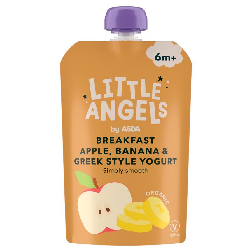 ASDA Little Angels Organic Breakfast Apple, Banana & Greek Style Yogurt 6m+ 100g - McGrocer