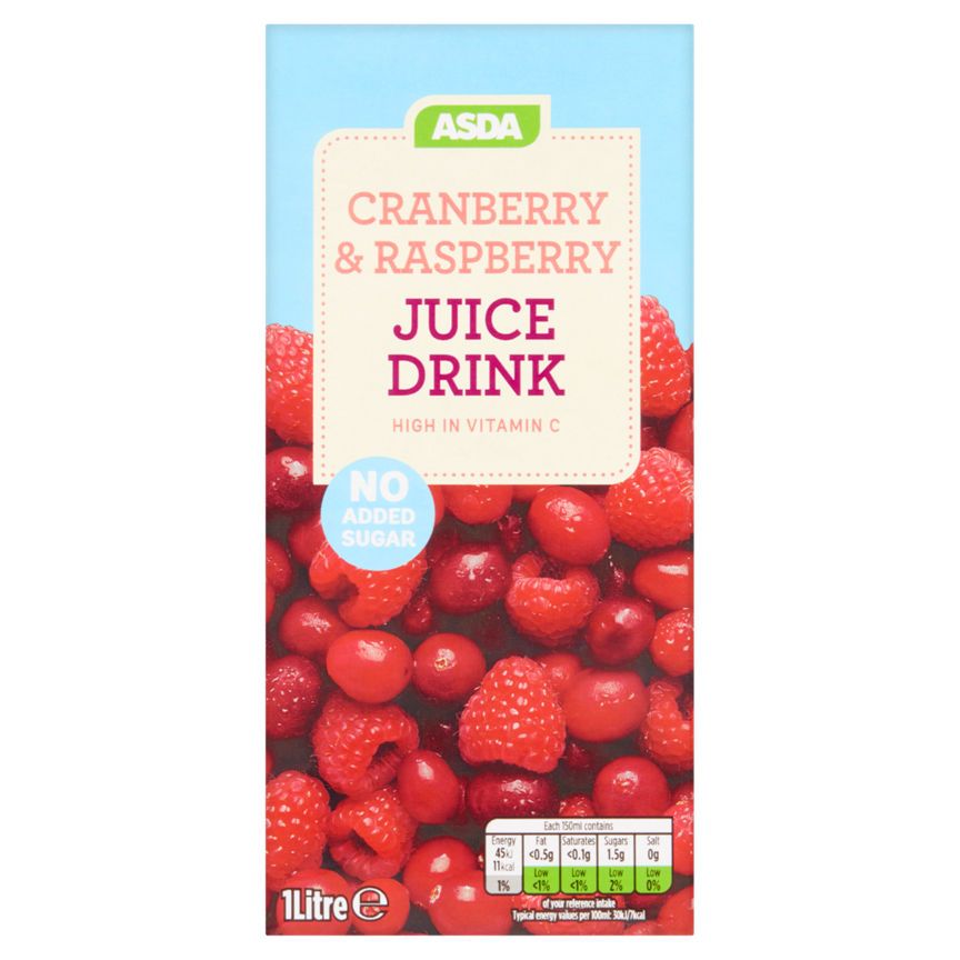 ASDA No Added Sugar Cranberry & Raspberry Juice Drink - McGrocer