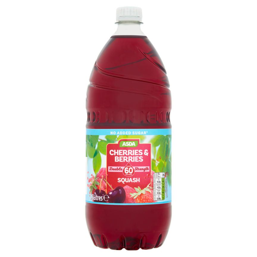 ASDA No Added Sugar Double Strength Cherries & Berries Squash - McGrocer