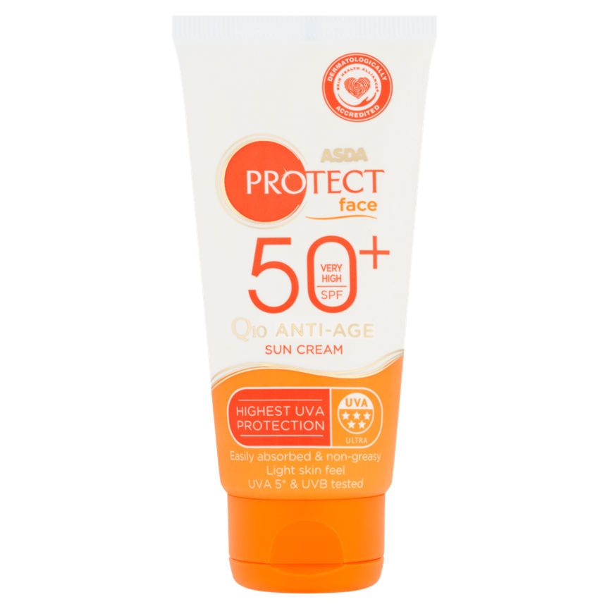 ASDA Protect SPF 50+ Face Q10 Anti-Age Sun Cream - McGrocer