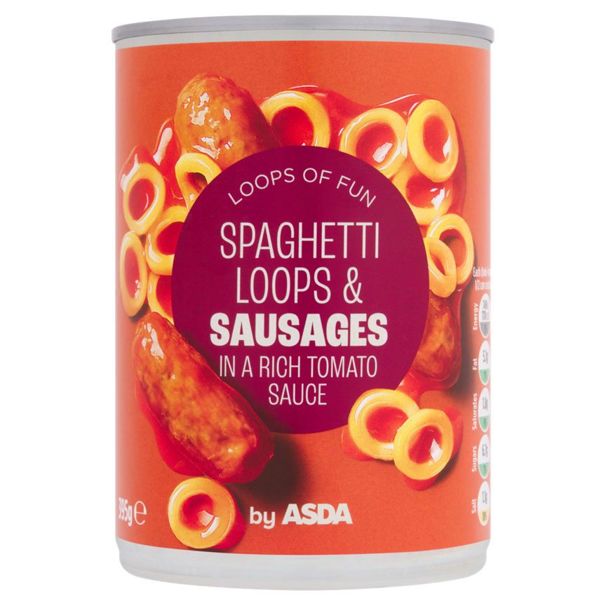 ASDA Spaghetti Loops & Sausages in a Rich Tomato Sauce 395g - McGrocer