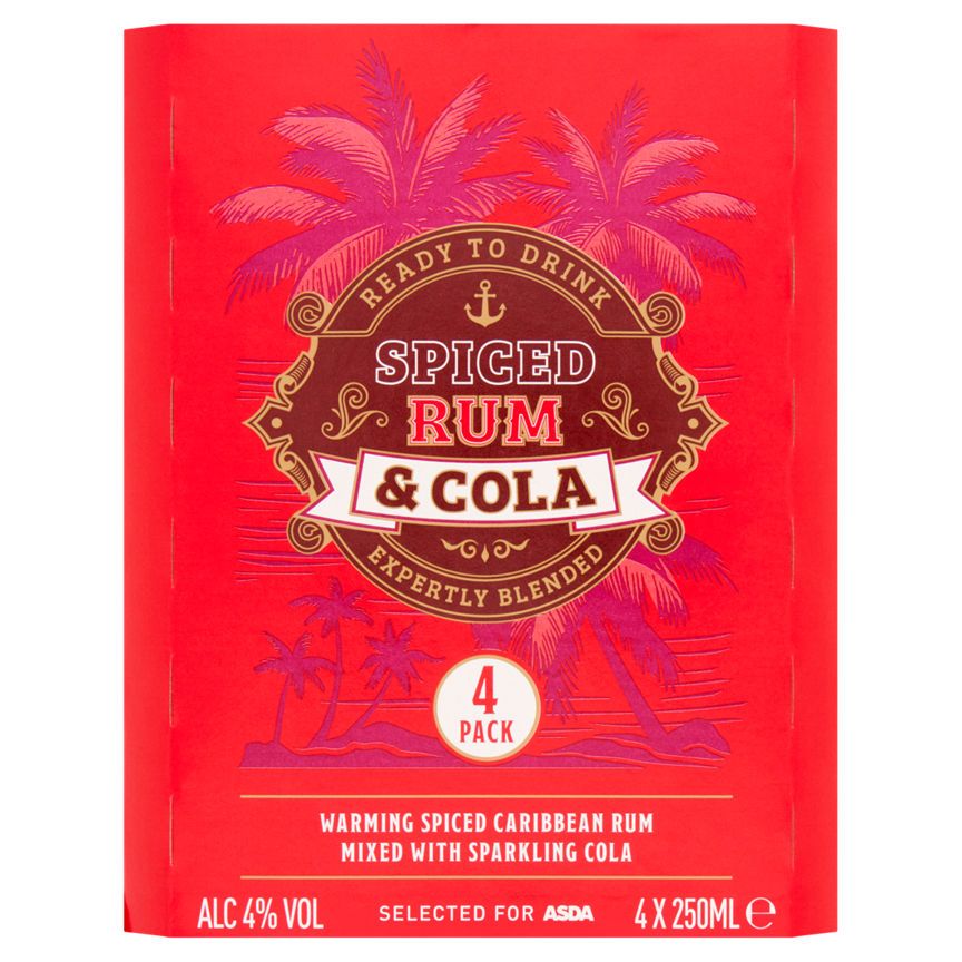 ASDA Spiced Rum and Cola 4 x 250ml - McGrocer