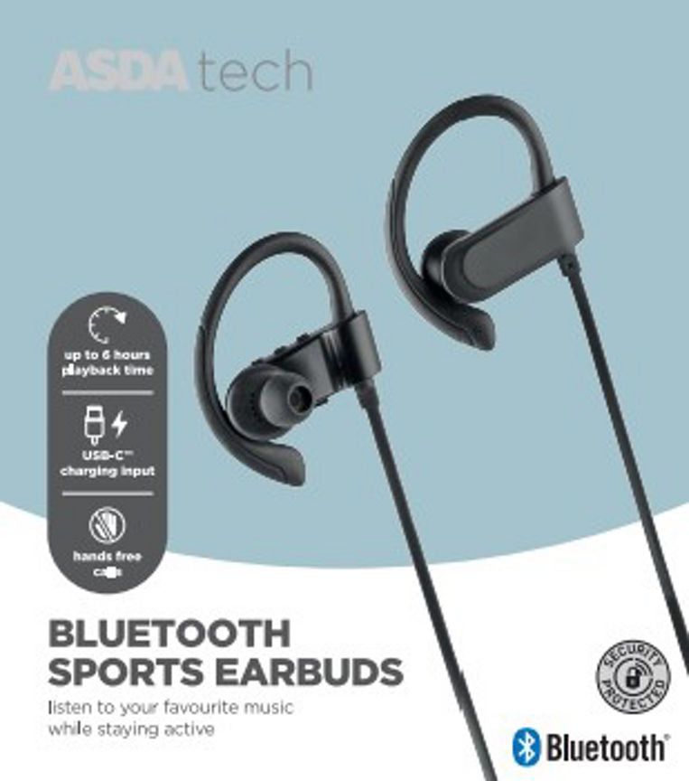 ASDA Tech Sports Bluetooth Headphones - Black - McGrocer