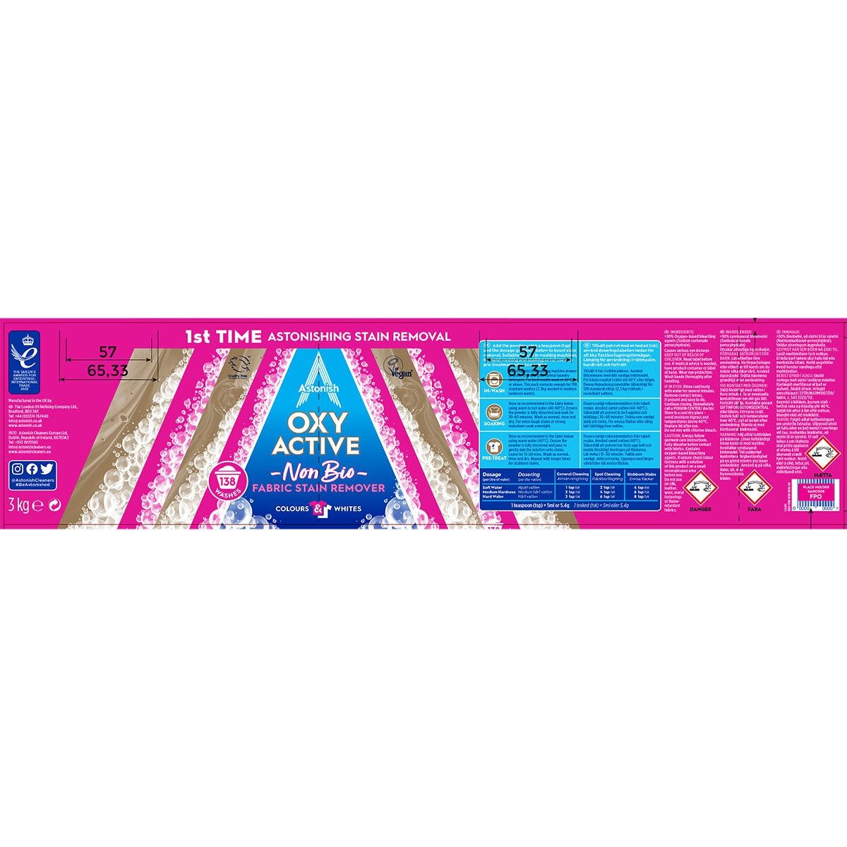 Astonish Oxy Active Non Bio Fabric Stain Remover, 3kg - McGrocer