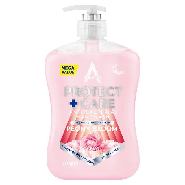 Astonish Protect & Care Anti Bacterial Handwash Peony Bloom 600ml - McGrocer