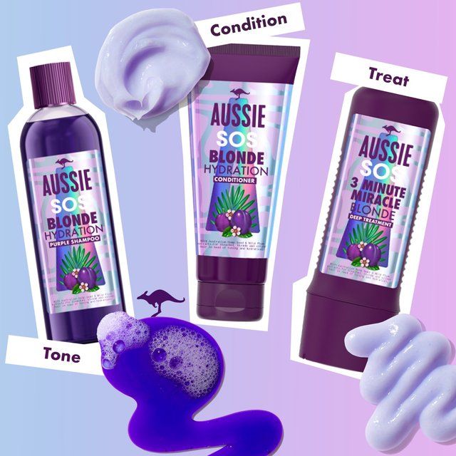 Aussie Blonde Hydration Purple Shampoo with Hemp for Blonde and Silver Hair 290ml - McGrocer