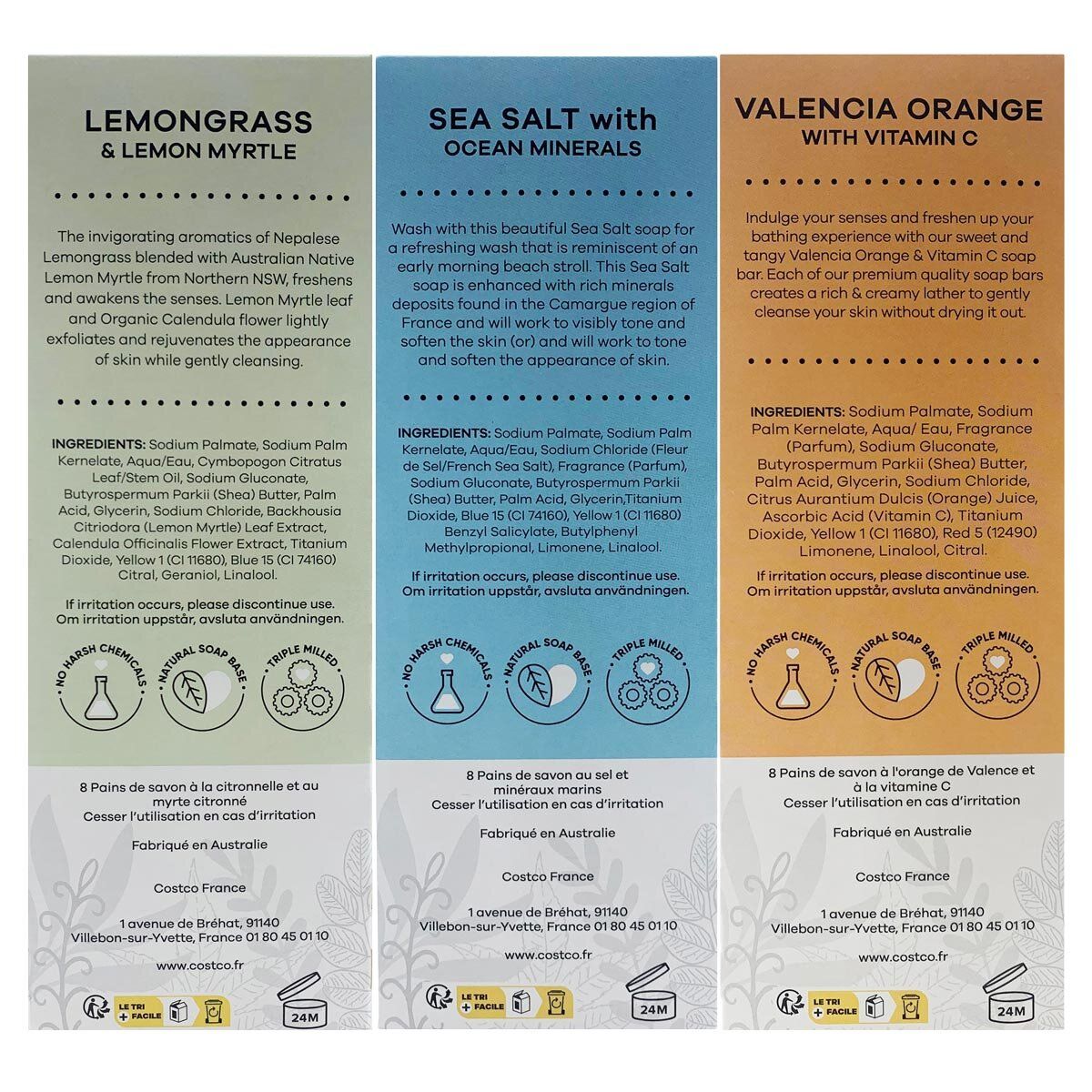 Australian Botanical Soap Bar, 8 Pack in 3 Varieties - McGrocer