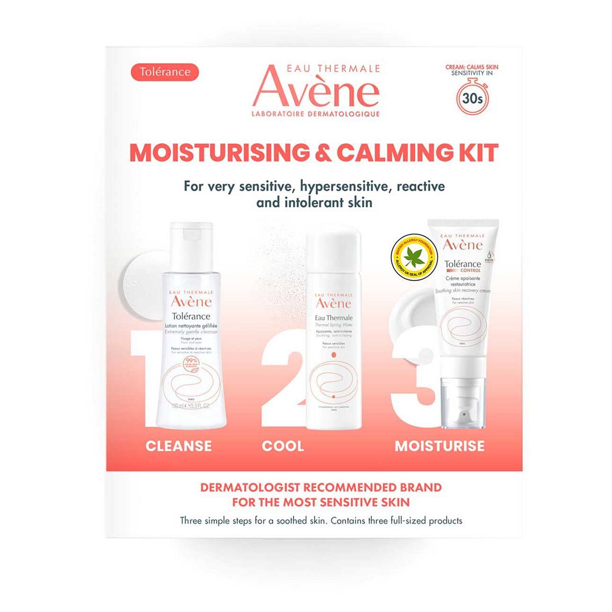 Avène Tolerance Moisturising and Calming 3-Step Routine Kit For Very Sensitive Skin - McGrocer