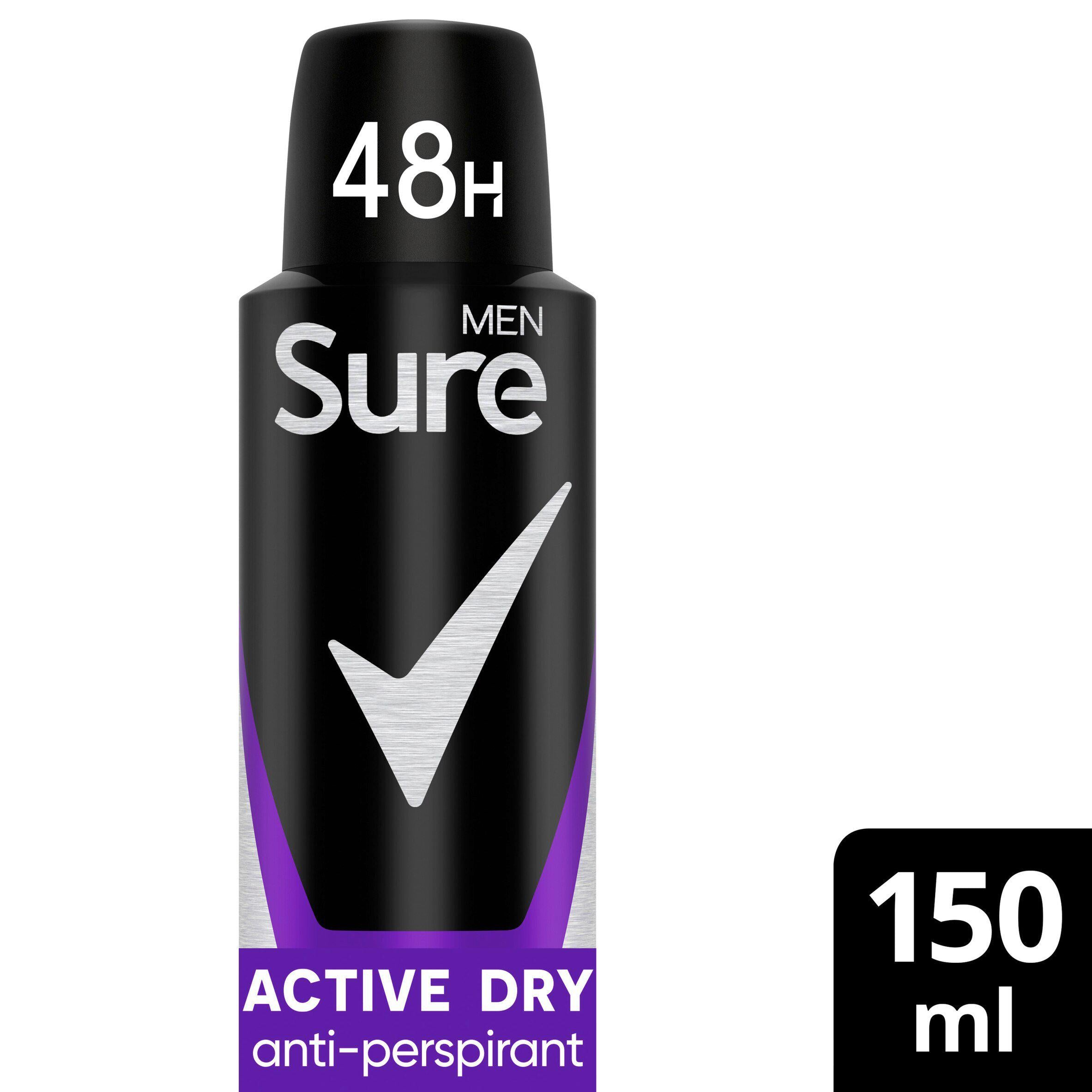 Sure 48hr Men Active Dry Anti-Perspirant Deodorant Aerosol 150ml deodorants & body sprays Sainsburys