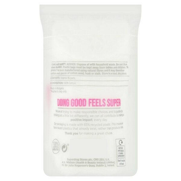 Superdrug 100% Pure Cotton Wool Pads - 35 Round Pads GOODS Superdrug