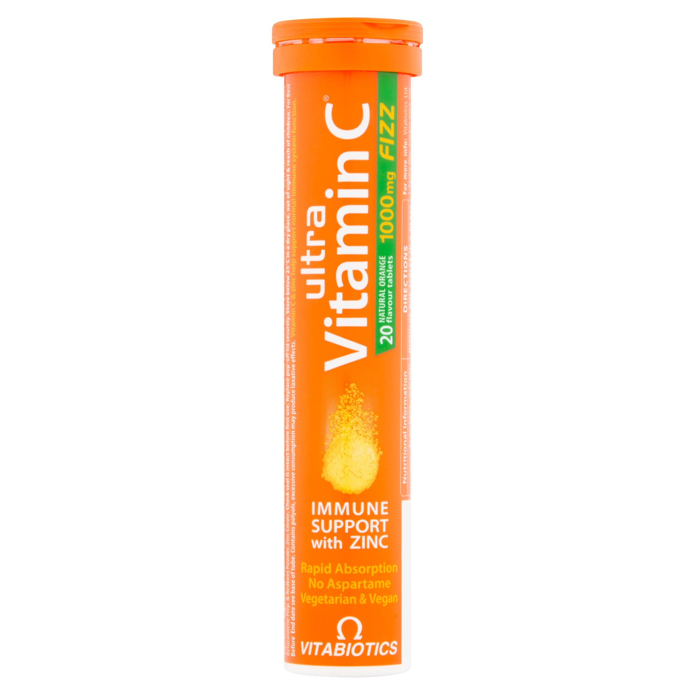 Vitabiotics Ultra Vitamin C 1000mg Fizz Natural Orange Flavour Tablets x20 GOODS Sainsburys