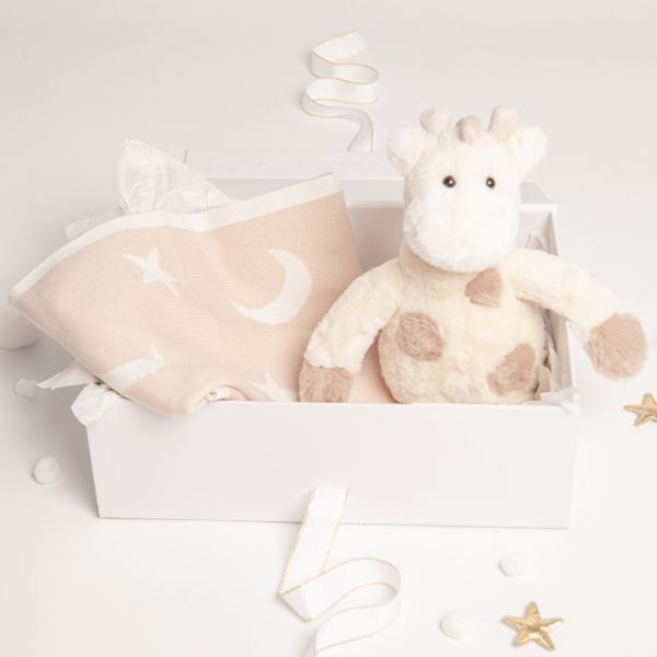 Babbico Beige Giraffe Toy And Star Blanket Baby Gift Set - McGrocer