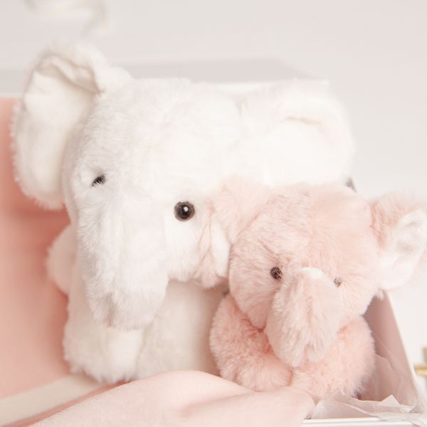 Babbico Elephant Toy, Pink Blanket & Comforter Baby Gift Set - McGrocer