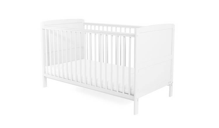 Baby Elegance Travis Baby Cot Bed with Mattress - White - McGrocer