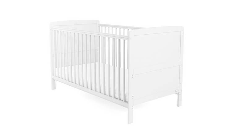 Baby Elegance Travis Baby Cot Bed with Mattress - White - McGrocer
