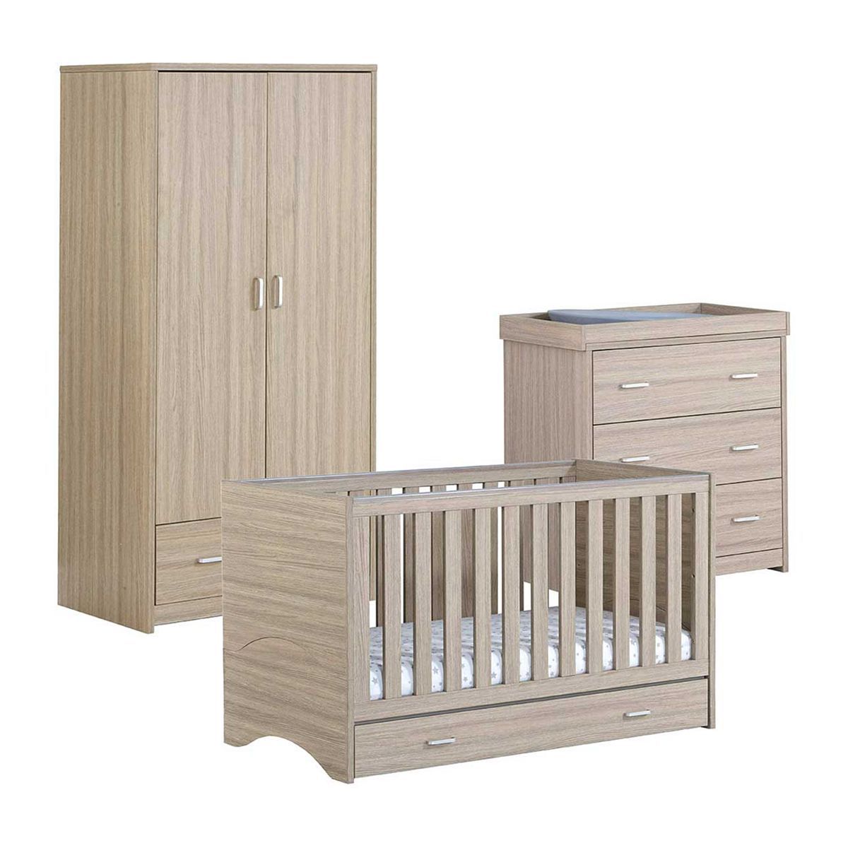 Babymore Veni 3 Pieces Room Set - Oak - McGrocer