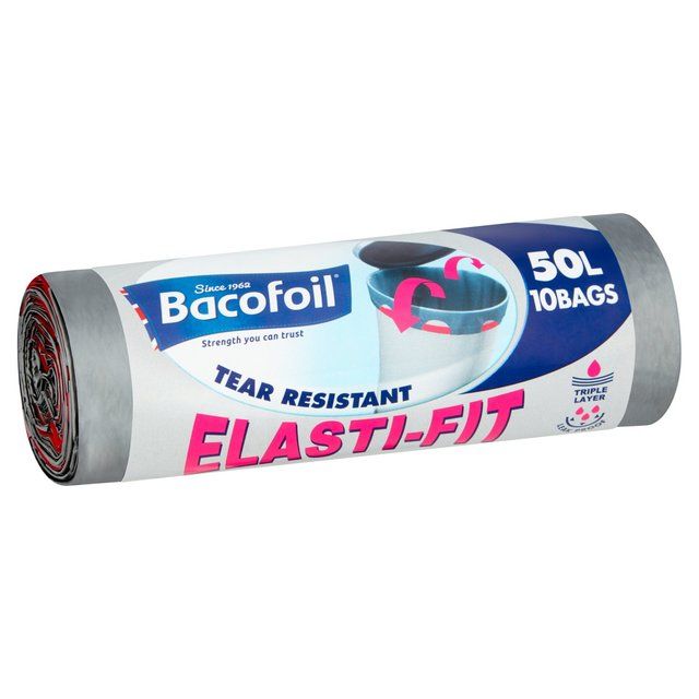 Bacofoil Elasti-Fit Bin Bags 50L 10 per pack - McGrocer