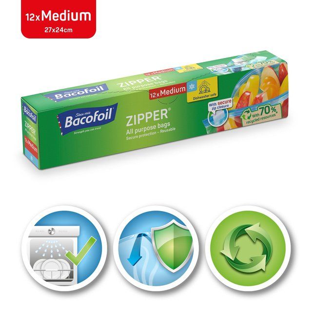 Bacofoil Medium Zipper All Purpose Bags   12 per pack - McGrocer