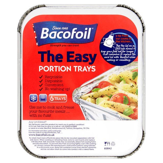 Bacofoil Small Portion Trays & Lids 13x4.1cm 6 per pack - McGrocer