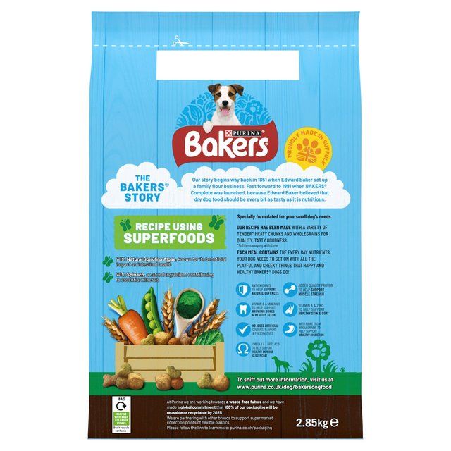 Bakers Small Dog Beef Dry Dog Food   2.85kg - McGrocer