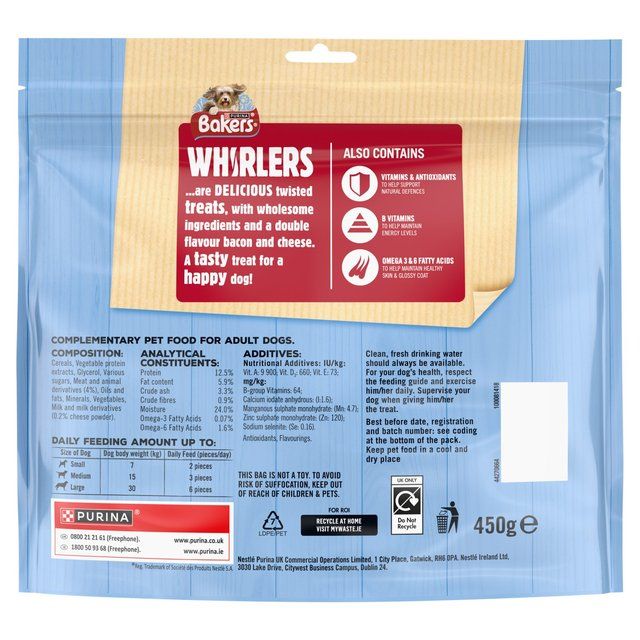 Bakers Whirlers Bacon and Cheese Dog Treats 450g - McGrocer