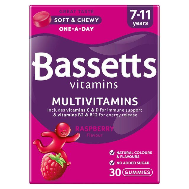 Bassetts Multivitamins Raspberry 7-11yrs 30 per pack - McGrocer