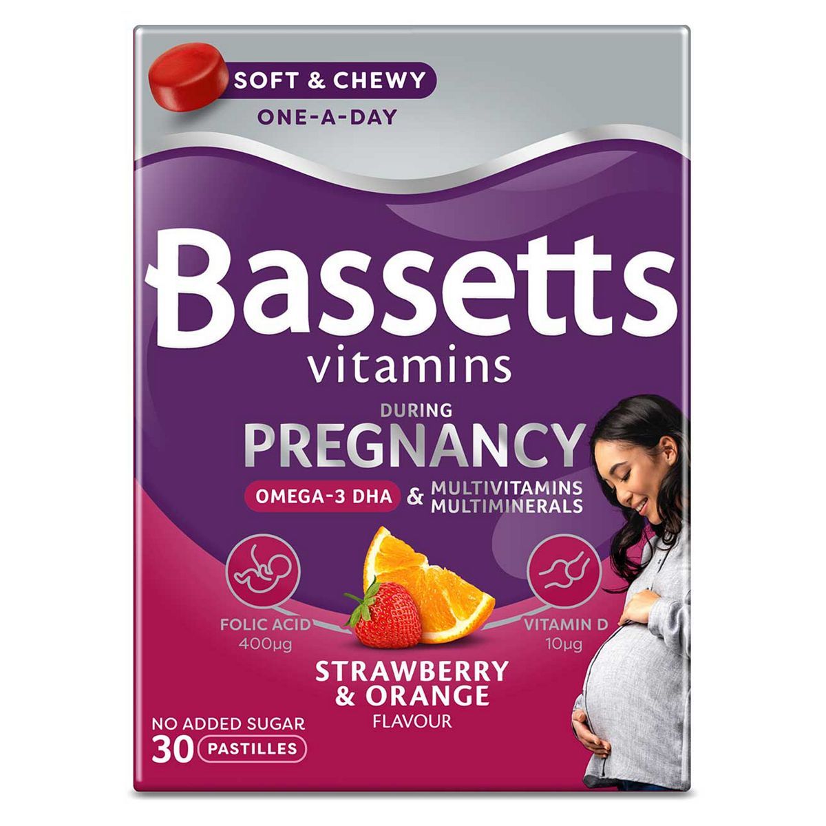 Bassetts Vitamins During Pregnancy Strawberry & Orange Flavour – 30 Pastilles - McGrocer
