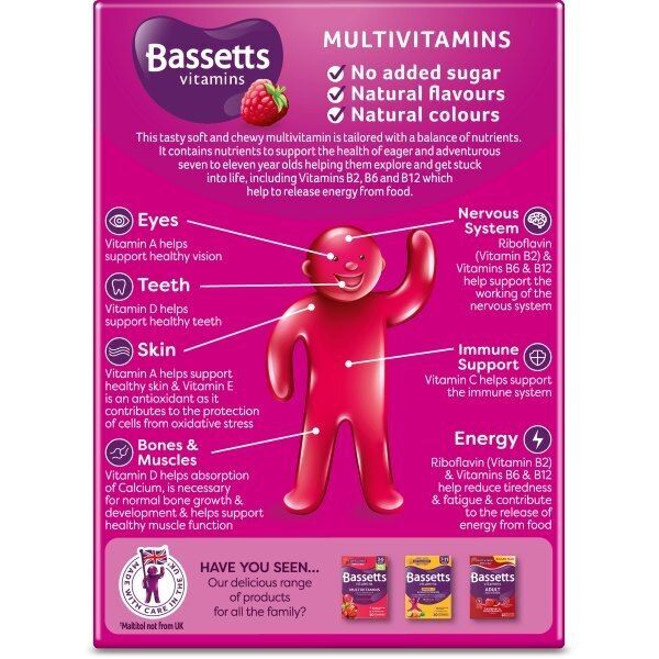 Bassetts Vitamins Multivitamins Raspberry 7-11 Years 60s - McGrocer