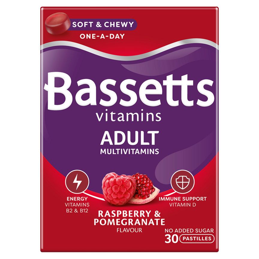 Bassetts Vitamins Multivitamins Raspberry & Pomegranate Flavour Adult Soft & Chewies - McGrocer
