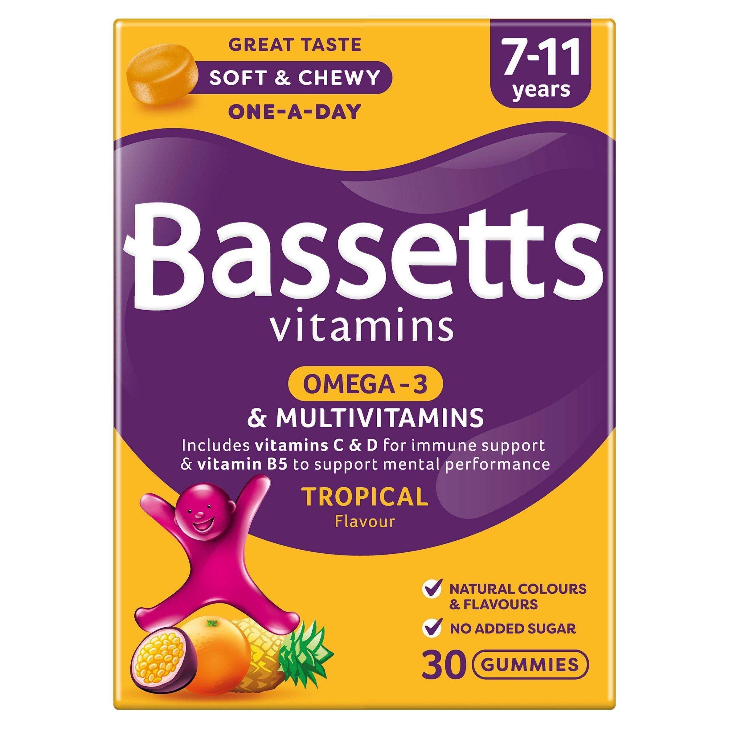 Bassetts Vitamins Omega-3 & Multivits 7-11 Soft & Chewies x30 - McGrocer