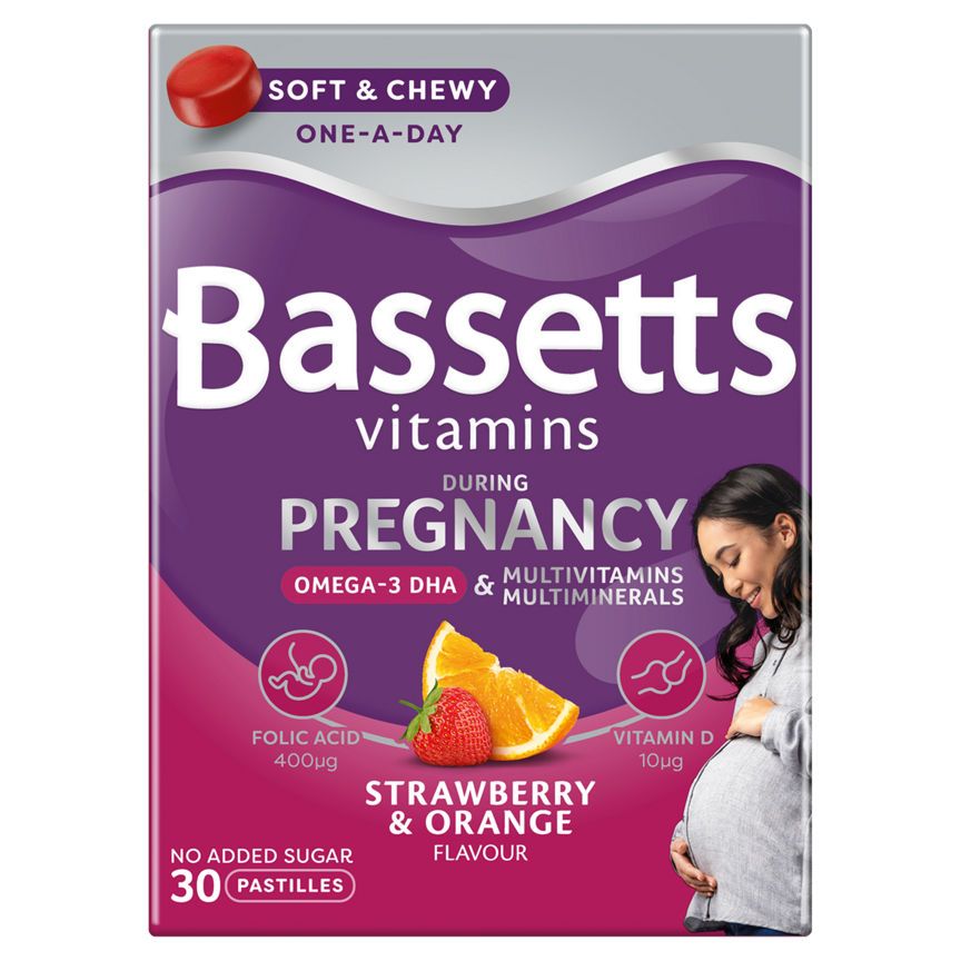 Bassetts Vitamins Pregnancy Omega-3 DHA, Multivitamins & Multiminerals 30 Pastilles - McGrocer