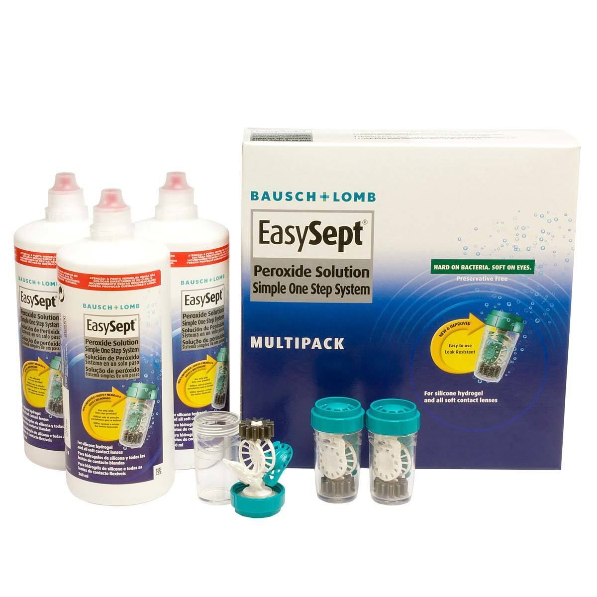 Bausch & Lomb EasySept Peroxide Solution, 3 x 360ml (3 Months Supply) - McGrocer