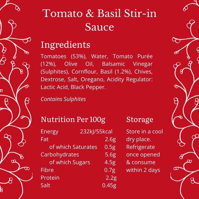 Bay's Kitchen Tomato & Basil Stir-in Low Fodmap Sauce 260g - McGrocer