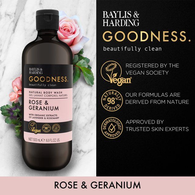 Baylis & Harding Goodness Rose & Geranium Body Wash 500ml - McGrocer